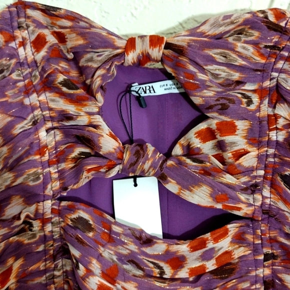 Zara Purple And Burgundy Ruched Sides Mini Dress - Picture 11 of 13